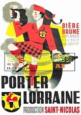 Pub bière - Bière Porter Lorraine - St Nicolas - affiche plastifiée
