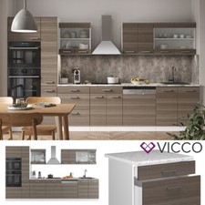 Bloc cuisine Kitchenette Cuisine intégrée R-Line 350 cm blanc gris noble Vicco
