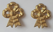 LOT 2 ANCIENS CACHE CLOU DORÉS ORNEMENT TABLEAU NOEUD DE RUBAN LOUIS XVI