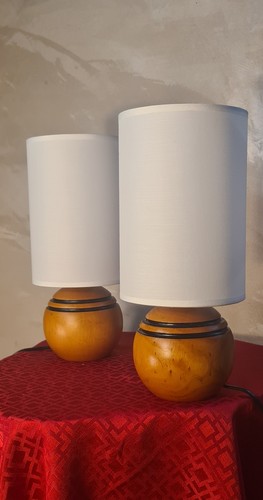 Paire lampe boule - de, bois