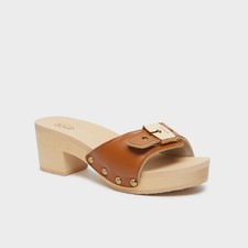 SCHOLL - Sabot Femme En Bois À Talon Pescura Ibiza 2.0 Cognac