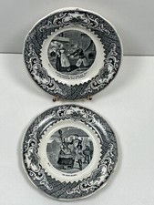 Lot de 2 anciennes assiettes parlantes CREIL MONTEREAU Série Militaires N°1 et 3