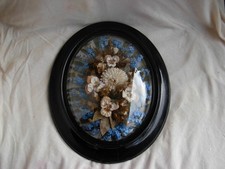 GRAND BOUQUET DE MARIEE,CADRE NOIRCI,VERRE BOMBE,EPOQUE NAPOLEON III.