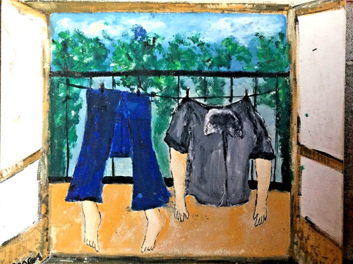 Tableau art brut abstrait - tableau,