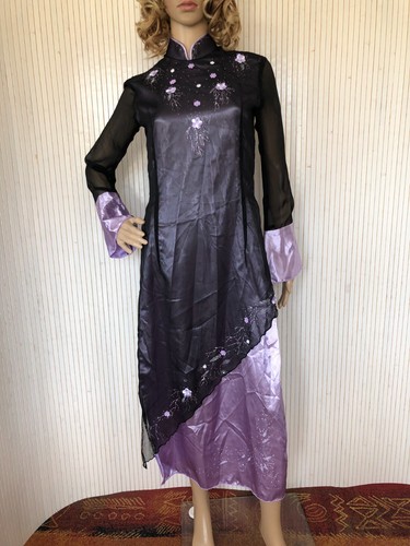 Robe asiatique longue fendue - robe,