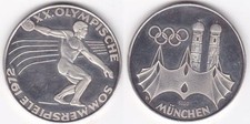 Allemagne Médaille Jeux Olympiques 1972, lanceur de disque , en argent 999‰