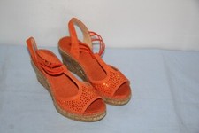 TONI PONS - Sandales Espadrilles Talon Compensé Cuir  - 35 - Orange Neuf