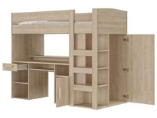 lit mezzanine bureau chene foncé