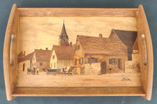 ROSENWILLER BAS-RHIN  plateau en marqueterie signé Spindler .