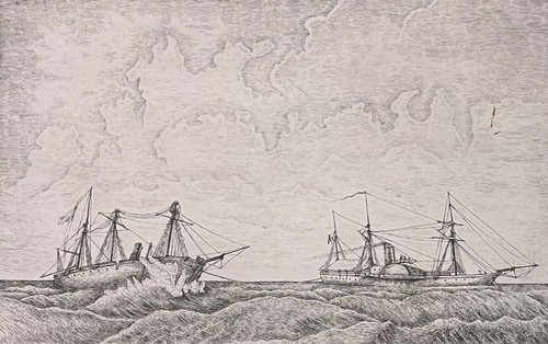 Deux navires gréés - , yacht