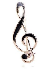 Broche bijou clé de Sol doré