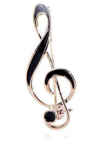 Broche bijou clé - sol, doré