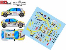DECALS 1/18 REF 0175 PEUGEOT 106 MICHOULIER RALLYE MONTE CARLO 1998 WRC RALLY