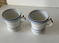 2 anciennes tasses brulot Collection Déco Café Blanc Bordure Bleue