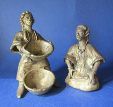 2 statuette en bronze Benin africain bronze statuettes African sculpture h 12cm