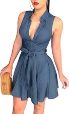Robe en jeans bleu évasée