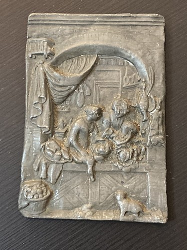 Plaque bas relief plomb - en, old