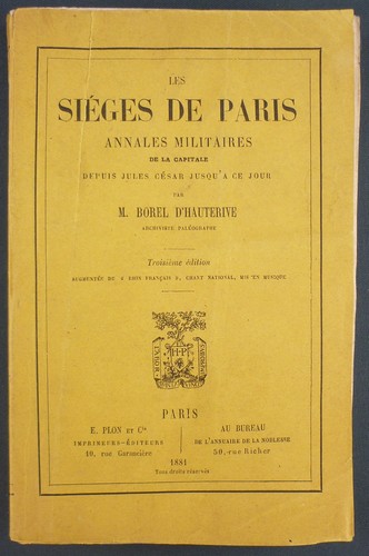 Les sieges paris - de, borel