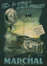 Publicité ancienne voiture projecteur Rectilux 650 Marchal 1958  issue magazine