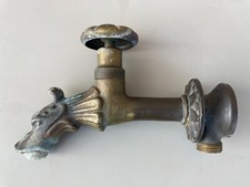 ANCIEN ROBINET ZOOMORPHE A POUSSOIR BRONZE DE FONTAINE