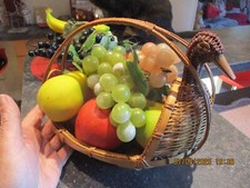 Canard Panier à Fruits Oeufs Fleurs séchées Tressé Osier & Bambou Art Populaire