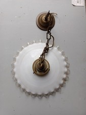 Ancien Abat Jour Suspension Monte Et Baisse Opaline Blanc  Vintage