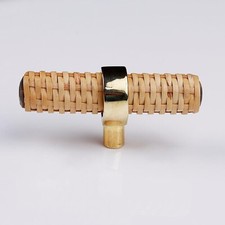 6 Pièces Réglable Poignée Tiroir Décorative Rotin Boho Bois Armoire Poignées