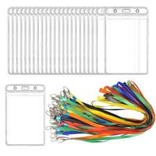 24 Pièces Badge D'identification Vertical PVC Souple Transparent Titulaires d...