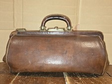 Sac de Docteur Gladstone en Cuir Marron début XXème