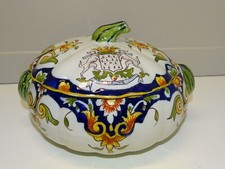 *GRAND POT COUVERT BONBONNIERE PETITE SOUPIERE CERAMIQUE décor ROUEN BLASON D  