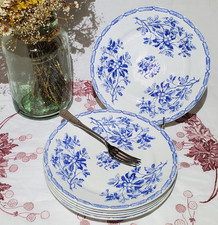 Lot de 6 assiettes plates en faïence de Lunéville modèle Chêne, terre de fer