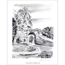 DESNOYER François - Lithographie signée au crayon "Campagne à Dax" 27x21cm - 196