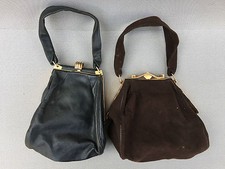 2 anciens petits sac à main daim et cuir vintage french antique hand  bag