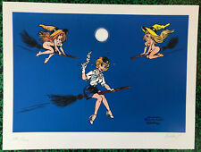 EX LIBRIS GOLDEN CREEK HOMMAGE JOHAN PEYO " PIERRE DE LUNE " WALTHERY 30*40cm