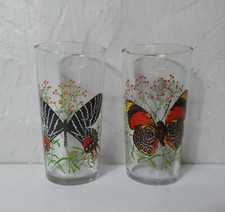 2 verres à eau papillon