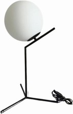 Lampe de Bureau, Tige Métal & Abat-Jour Verre 20.0cm, Douille E27