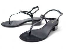 CHAUSSURES CELINE TONGS 35 SANDALES DETAILS CLOUS CUIR VERNIS NOIR SHOES 790€