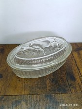 Ancien Beurrier oval en verre