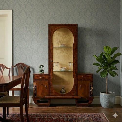 Meuble vitrine vintage plaqué - meuble,