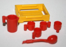 PLAYMOBIL 3486 VAISSELLE ROUGE CAISSETTE JAUNE MARCHE ETAL STAND POTERIE VINTAGE