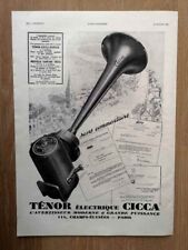 Klaxon avertisseur Ténor CICCA + Semelles WOOD-MILNE  - Publicité de 1931 - 1736