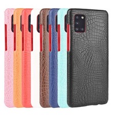 Housse etui coque rigide simili cuir crocodile Samsung Galaxy A31 + film ecran