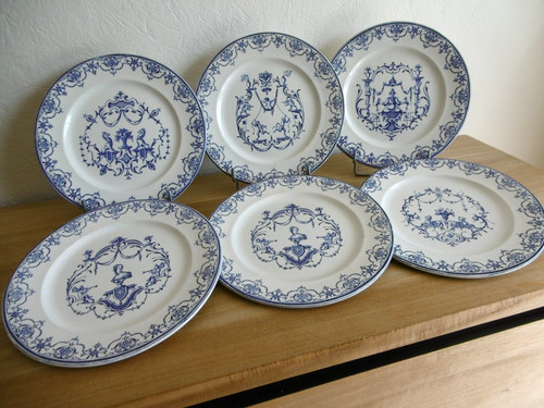 Six assiettes plates faience - assiettes,