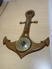 Baromètre thermomètre bois Bretagne ancre marine BAROMASTER vintage déco bateau