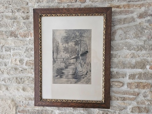 Tableau ancien dessin crayon - tableau,