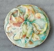 Ancienne Broche Art Nouveau Céramique Style Montigny Sur Loing Barbotine 