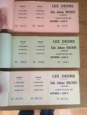 RARE LOT 3 Billets Tickets GALA JOHNNY HALLYDAY Bresles 1982 LES DRUMS Concert