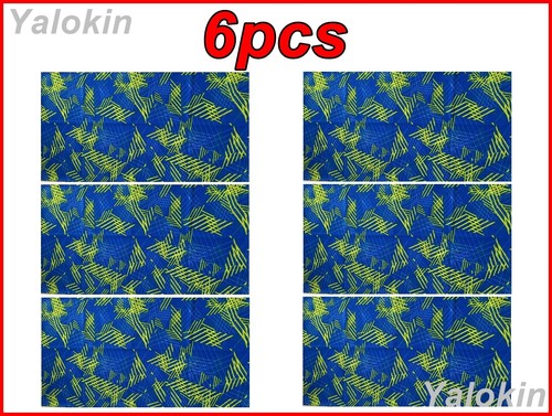 6pcs bleu jaune bandes - bleu,