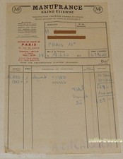 FACTURE de MANUFRANCE Saint-Etienne