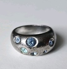 Bague Yves Saint Laurent en argent sertie de pierres bleues